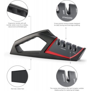 Cangshan SHARK Series 1026818 4-Stage Knife Sharpener, Red