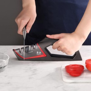 Cangshan SHARK Series 1026818 4-Stage Knife Sharpener, Red