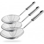 Spider Strainer Skimmer Spoon, HSpiow Set of 3 Sizes Frying Spoon Stainless Steel Fryer Scoop Wire Strainer Ladle with Long Handle for Kitchen Frying Cooking Food Pasta