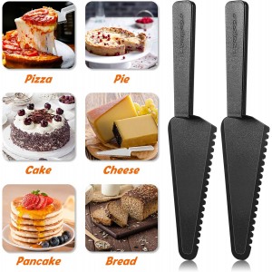 Suclain 50 Pieces Black Disposable Cake Knife Bulk for Wedding Party 9.1 Inch Plastic Cake Server Cutting Plastic Spatula Knives Pie Pizza Pastry Slicer Serving Utensils for Kitchen