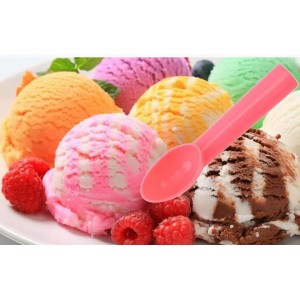 4 Pack Plastic Ice Cream Scoop Nonstick Anti-Freeze Ice Cream Scooper for Fruits, Watermelon, Yogurt, Melon Ball, Sorbet Spoon Kitchen Tool (Orange, Green, Blue, Pink)