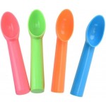 4 Pack Plastic Ice Cream Scoop Nonstick Anti-Freeze Ice Cream Scooper for Fruits, Watermelon, Yogurt, Melon Ball, Sorbet Spoon Kitchen Tool (Orange, Green, Blue, Pink)