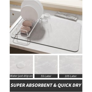 AMOAMI Coffee Mat - Hide Stain, Rubber Backed, Absorbent Dish Drying Mat for Kitchen Counter - Fits Under Coffee Maker & Machine, Dish Rack