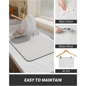 AMOAMI Coffee Mat - Hide Stain, Rubber Backed, Absorbent Dish Drying Mat for Kitchen Counter - Fits Under Coffee Maker & Machine, Dish Rack