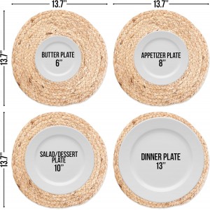 13.5” Woven Placemats, Round Rattan Placemats Set of 6, Natural Wicker Chargers for Dinner Plates, Heat Resistant, Easy to Clean, and Non-Slip – Elegant and Practical Addition to Your Dining Table