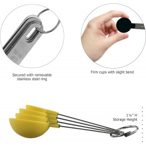 Reston Lloyd 4pc Measuring Spoons for Dry & Liquid Ingredients, Food Grade Plastic with Stainless Steel Handles, Lemon