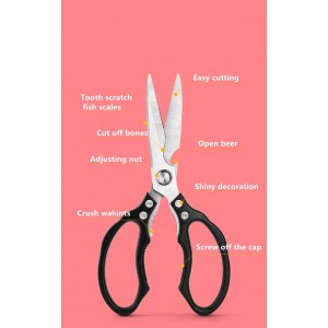 AWinjoy Heavy Duty Sharp Kitchen Scissors, Dishwasher Safe, Cooking Shears for Meat, Chicken, Fish, Poultry, Herb, Bread (Black)