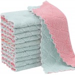 Rachan 11Pack Kitchen Dish Cloths, Reusable Dish Towels, Nonstick Oil Washable Fast Drying, Super Absorbent Coral Velvet Cleaning Cloths for Cleaning Tableware, Kitchen, Bathroom (Pink-green10 x 6