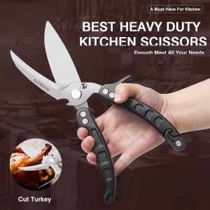 Heavy Duty Poultry Shears Kitchen Salad Scissors for Chicken Turkey Herb Vegetable 2pcs set Black
