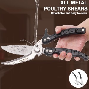 Heavy Duty Poultry Shears Kitchen Salad Scissors for Chicken Turkey Herb Vegetable 2pcs set Black