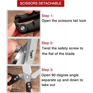 Heavy Duty Poultry Shears Kitchen Salad Scissors for Chicken Turkey Herb Vegetable 2pcs set Black