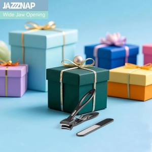 JAZZZNAP Nail Clippers Set, Ultra Wide Jaw Opening Fingernail and Toenail Clippers with Nail File for Thick and Ingrown Nails, Black