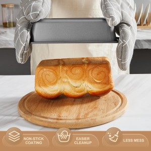 HONGBAKE Bakeware Sets, Baking Pans Set, Nonstick Oven Pan for Kitchen with Wider Grips, 10 Pieces Including Rack, Cookie Sheet, Cake Pans, Loaf Pan, Muffin Pan, Pizza Pan - Grey