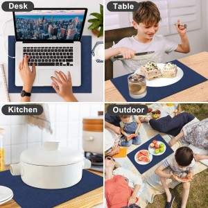 Cloth Placemats Set of 6, Cotton Linen Blend Machine Washable Durable Linen Table Mats, Heat Resistant Placemats Wrinkle Free Place Mats for Dining Table, Easy to Clean (Navy Blue, 6)