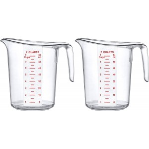 Amazing Abby - Melissa - 64-Ounce Plastic Measuring Pitcher (2-Pack), 8-Cup (2-Quart) Food-Grade Measuring Jug, Unbreakable, Stackable, Dishwasher-Safe, Great for Oil, Vinegar, Flour, and More