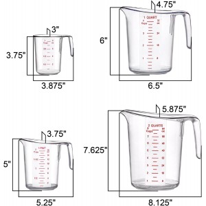 Amazing Abby - Melissa - Plastic Measuring Cups (4-Piece Set), Food-Grade Measuring Jugs, 1/2/4/8-Cup Capacity, Unbreakable, Stackable, Dishwasher-Safe, Great for Oil, Vinegar, Flour, and More