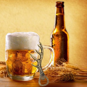 LKKCHER Deer Antler Beer Bottle Opener Stag Gifts for Women Men Wife Husband Girlfriend Boyfriend Mom Dad New Home Birthday Party Wedding Lovely Novelty Sturdy Bronze Gadget Christmas Gift Present