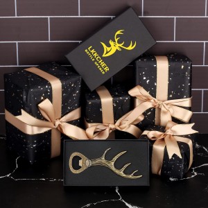 LKKCHER Deer Antler Beer Bottle Opener Stag Gifts for Women Men Wife Husband Girlfriend Boyfriend Mom Dad New Home Birthday Party Wedding Lovely Novelty Sturdy Bronze Gadget Christmas Gift Present