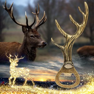 LKKCHER Deer Antler Beer Bottle Opener Stag Gifts for Women Men Wife Husband Girlfriend Boyfriend Mom Dad New Home Birthday Party Wedding Lovely Novelty Sturdy Bronze Gadget Christmas Gift Present