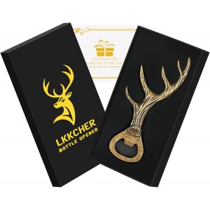 LKKCHER Deer Antler Beer Bottle Opener Stag Gifts for Women Men Wife Husband Girlfriend Boyfriend Mom Dad New Home Birthday Party Wedding Lovely Novelty Sturdy Bronze Gadget Christmas Gift Present