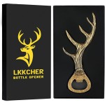 LKKCHER Deer Antler Beer Bottle Opener Stag Gifts for Women Men Wife Husband Girlfriend Boyfriend Mom Dad New Home Birthday Party Wedding Lovely Novelty Sturdy Bronze Gadget Christmas Gift Present