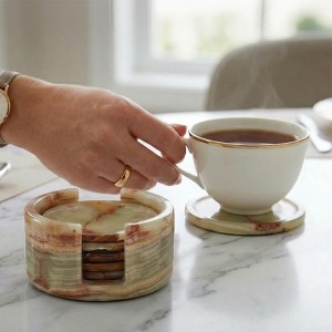 Radicaln Green Onyx Marble Coasters Set of 6 Handmade 3.5