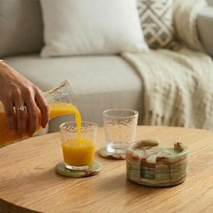 Radicaln Green Onyx Marble Coasters Set of 6 Handmade 3.5