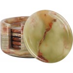Radicaln Green Onyx Marble Coasters Set of 6 Handmade 3.5