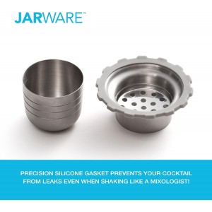 Jarware Mason Jar Cocktail Shaker Lid For Wide Mouth Mason Jar, Stainless Steel