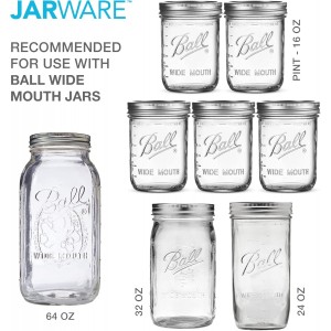 Jarware Mason Jar Cocktail Shaker Lid For Wide Mouth Mason Jar, Stainless Steel