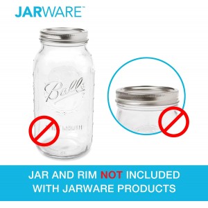 Jarware Mason Jar Cocktail Shaker Lid For Wide Mouth Mason Jar, Stainless Steel
