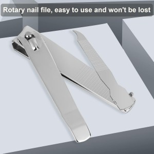 Nail Clippers Set, 2Pcs Sharp Curved Fingernail & Toenail Clippers with Nail File for Men and Women, Classic, Silver