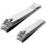 Nail Clippers Set, 2Pcs Sharp Curved Fingernail & Toenail Clippers with Nail File for Men and Women, Classic, Silver