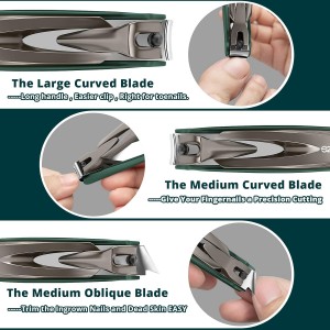 Nail Clippers Set-3 Pack,Fingernail Clippers& Toenail Clipper for Men,Wowen,Nail Clippers with Catcher,Nail Cutter for Thick Toe Nails,Stainless Steel Ultra Sharp Sturdy