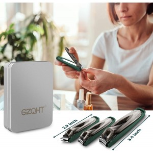 Nail Clippers Set-3 Pack,Fingernail Clippers& Toenail Clipper for Men,Wowen,Nail Clippers with Catcher,Nail Cutter for Thick Toe Nails,Stainless Steel Ultra Sharp Sturdy