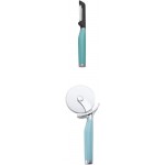KitchenAid KE112OHAQA Classic Euro Peeler, One Size Aqua Sky 2andKitchenAid Classic Pizza Wheel, 9-Inch, Aqua Sky