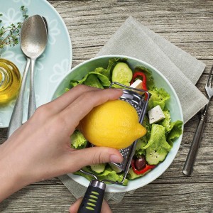 Handheld Cheese Grater Set for Kitchen Stainless Steel Mini Cheese Grater with Handle Lemon Zester with Cleaning Brush for Cheese Vegetable Fruit Chocolate (Black Handle) by beardo decor