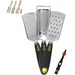 Handheld Cheese Grater Set for Kitchen Stainless Steel Mini Cheese Grater with Handle Lemon Zester with Cleaning Brush for Cheese Vegetable Fruit Chocolate (Black Handle) by beardo decor