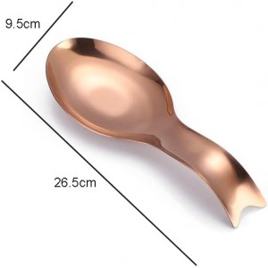 1 Piece Stainless Steel Spoon Rest Fish Shape Spoon Holder Utensil Rest Utensil Spoon Holder Spatula Ladle Holder for Spoons Ladle Spatula Cooking Utensils or Kitchen Tools, Rose Gold