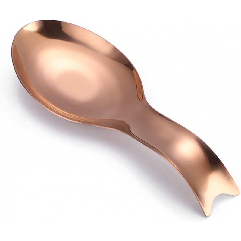 1 Piece Stainless Steel Spoon Rest Fish Shape Spoon Holder Utensil Rest Utensil Spoon Holder Spatula Ladle Holder for Spoons Ladle Spatula Cooking Utensils or Kitchen Tools, Rose Gold