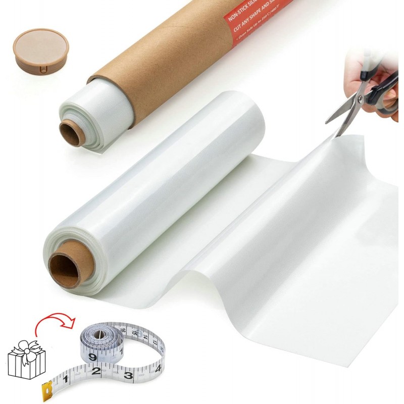 Silicone Baking Mat Roll -12IN x 10FT Non Stick Heat Resistant Food Grade Baking Mats, No Slip Reusable Freeze Dryer Mat,Pastry Mat,Countertop Protector Mat, Washable Oil-Proof Refrigerator Liners