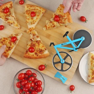 Pizza Cutter, Bicycle Pizza Cutter Wheel with Non-Stick Stainless Steel Super Sharp Blades, Novelty Gift, 7.5