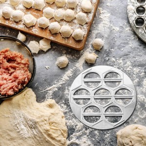 Luxshiny 14-Hole Aluminum Alloy Dumpling Mold Pelmeni Maker for Homemade Dumplings Ravioli Pot Stickers Kitchen Dough Press Tool 9.44X9.44 Inches