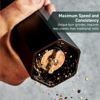 HexClad HexMill Pepper Grinder, Professional Grade Heavy Duty, Refillable, Aluminum Matte Black, Adjustable Ten Coarse Grind Settings