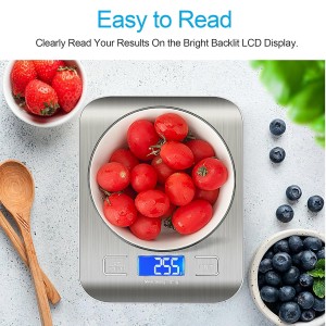 Food Scale, Kitchen Scale, Weight Scale Grams and Ounces for Weight Loss, Baking, Cooking, Keto and Meal Prep, LCD Display, 304 Stainless Steel
