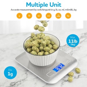 Food Scale, Kitchen Scale, Weight Scale Grams and Ounces for Weight Loss, Baking, Cooking, Keto and Meal Prep, LCD Display, 304 Stainless Steel
