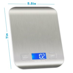 Food Scale, Kitchen Scale, Weight Scale Grams and Ounces for Weight Loss, Baking, Cooking, Keto and Meal Prep, LCD Display, 304 Stainless Steel