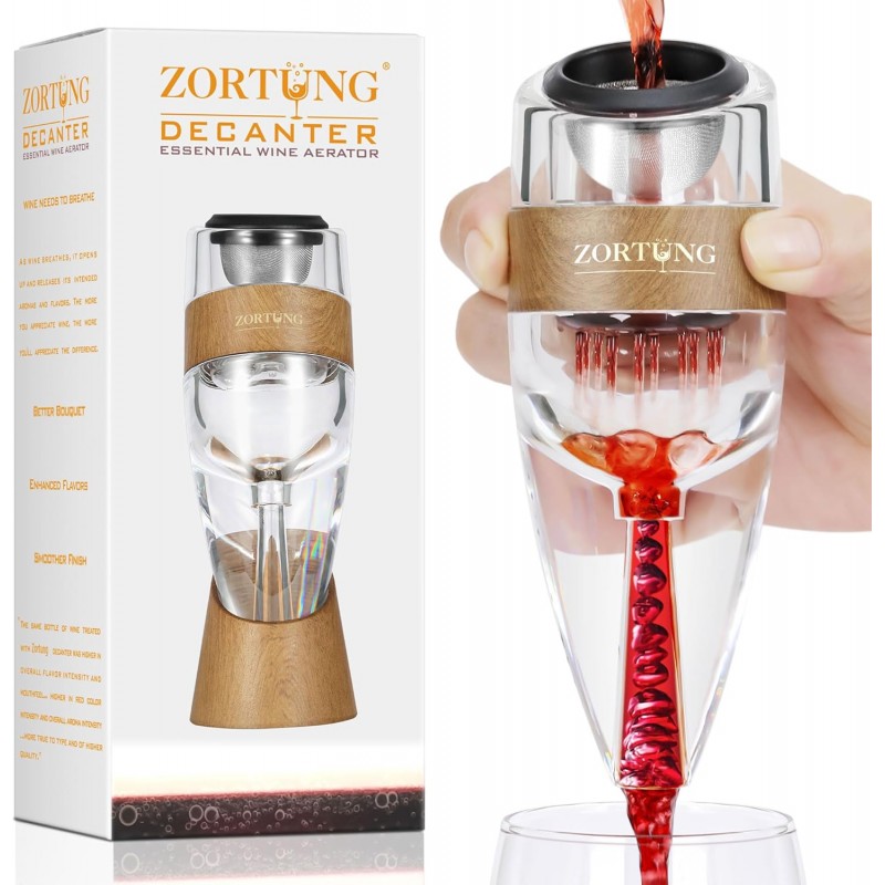 Wine Aerator Decanter Pourer with Strainer for Sediment Stand Travel Bag Diffuser Airarator Filter Aireators Pour Airrater for Red and White Wine Christmas Idea Gifts