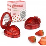 2PCS Strawberry Slicer, Fruit Cutter, DIY Kids Fruit Egg Slicer Kitchen Gadgets, Veggie Strawberry Slicer Tool with Stainless Steel Blade for Dessert and Cake Decorations
