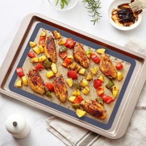 Silicone Baking Mat Set of 6, GUANCI Grade Food Baking mats Non-Stick Reusable Pizza Bakeware Mat for Making Macaroon, Pizza, Cookie, Pastry, Bread, Bun(Grey)